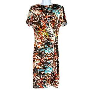 Bacci Womens Colorful Abstract‎ Tropical Print Dress Size Large Artsy Teacher